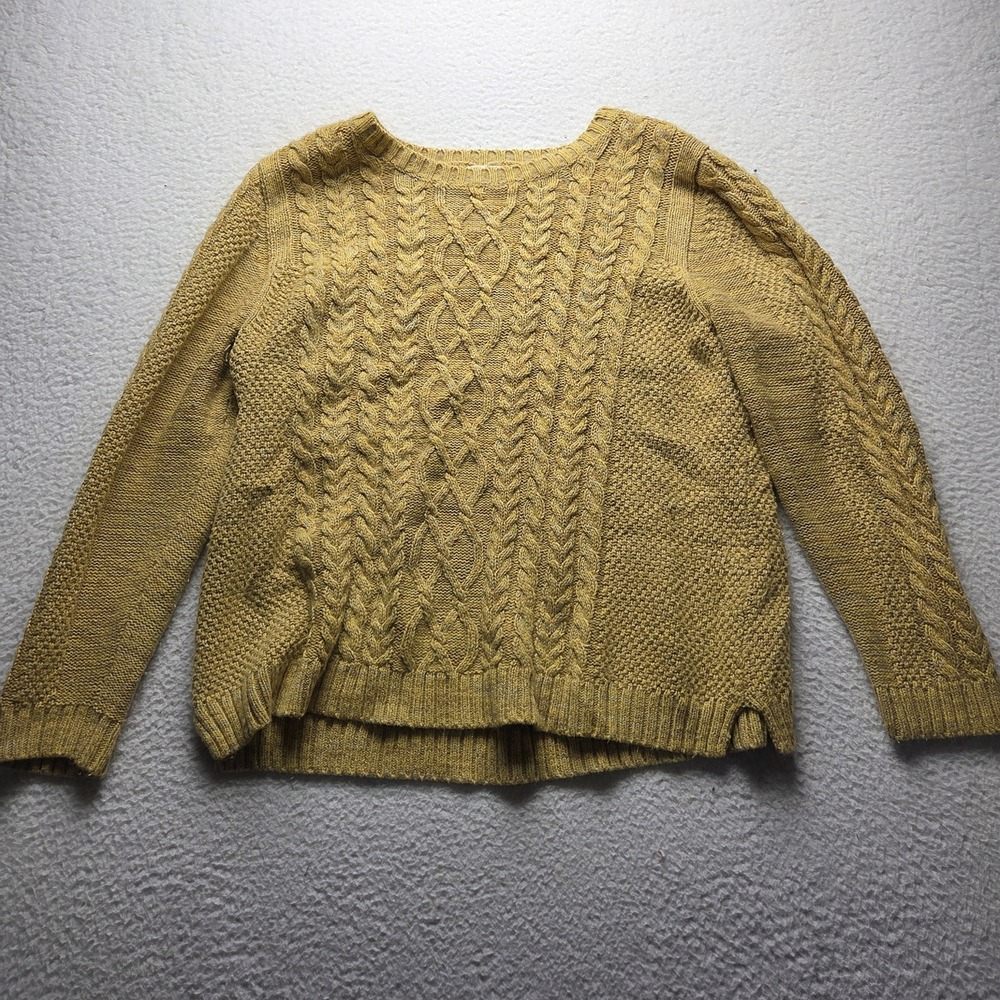 Dressbarn Sweater Womens Plus 2X Yellow Crew Neck Long Sleeve Cable Pullover